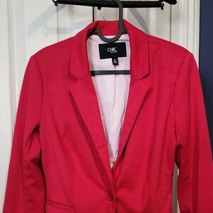 CHIC Women's Raspberry Red Single-Button Blazer